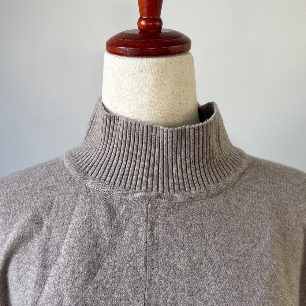 Ralph Lauren Black Label Taupe Poncho Sweater One Size Turtleneck Knit Top - Picture 3 of 6